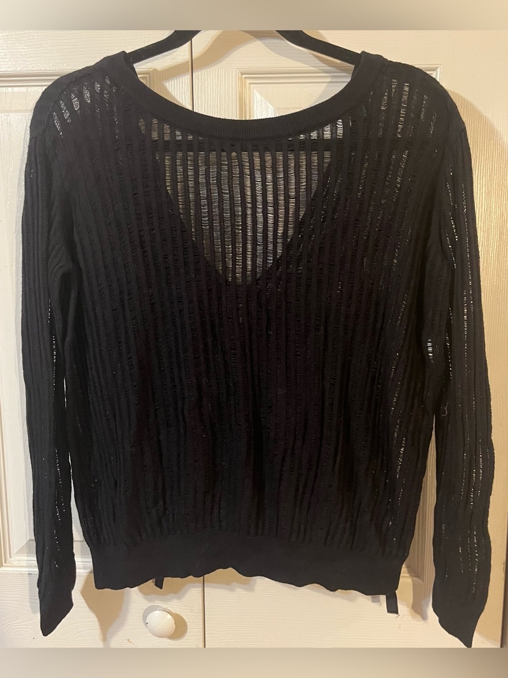 United Colors Of Benetton Lightweight Semi Sheer Knit Sweater Black Size Large - Picture 3 of 11